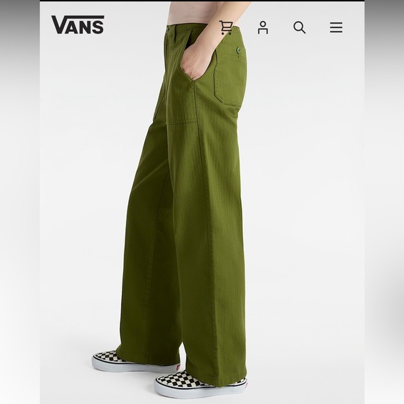 Women’s Vans Union Relaxed Green Carpenter Trousers - Picture 1 of 10